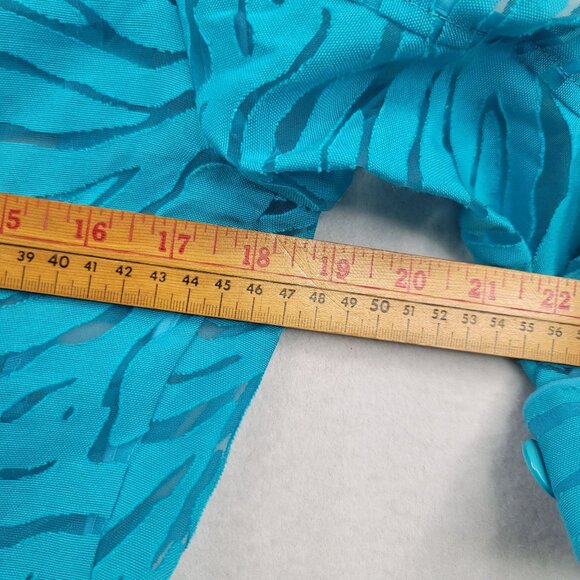 Clara S. Womens Semi Sheer Zebra Pattern Turquoise Jacket XS Poly Cotton - Picture 10 of 11